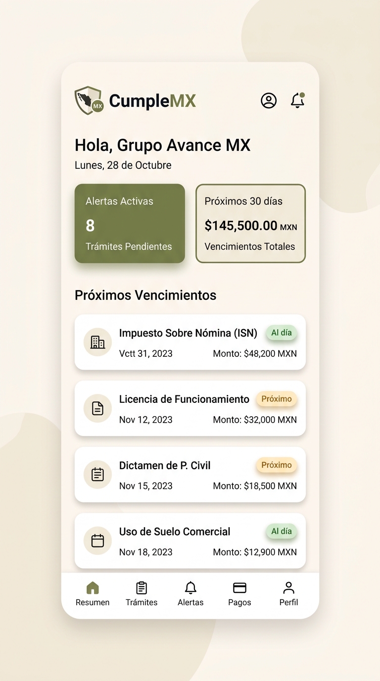 Dashboard CumpleMX Móvil